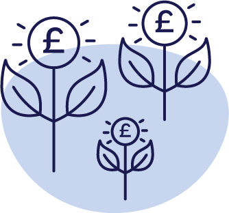 stems and leaves with pound signs as flowers blue icon