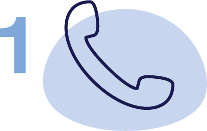 number 1 and phone blue icon